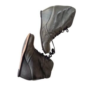 Argila Pepe‎ Monjo Leather Lace-up Wedge Booties - 38.5